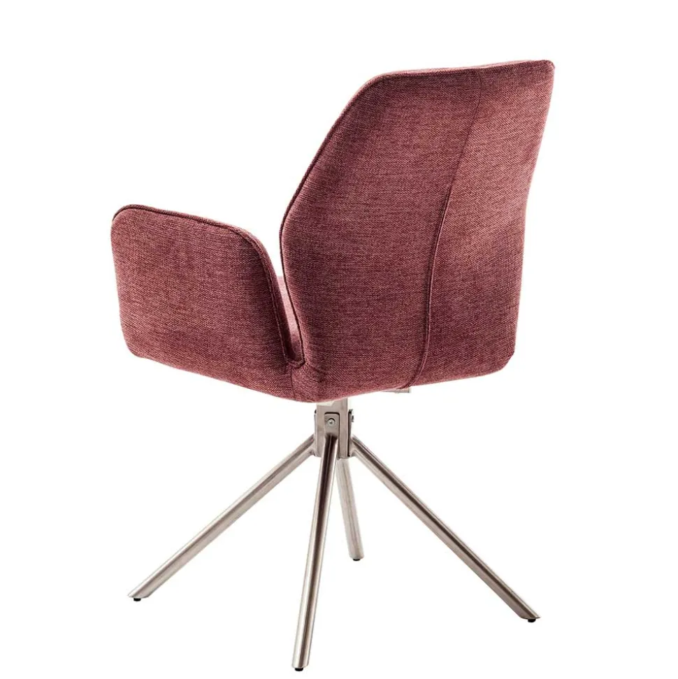 Chenille Drehstühle in Altrosa - Veron (2er Set)