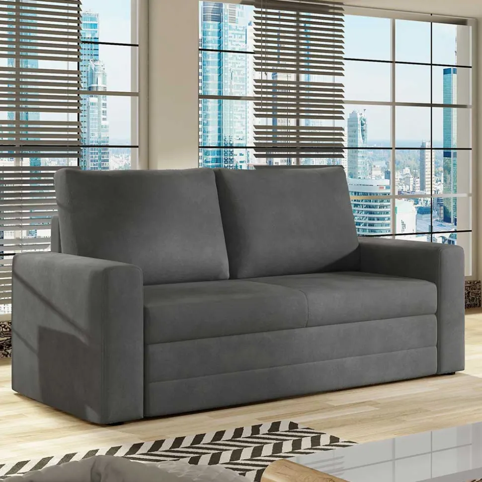 Chenille Schlafsofa in Dunkelgrau - Laucius
