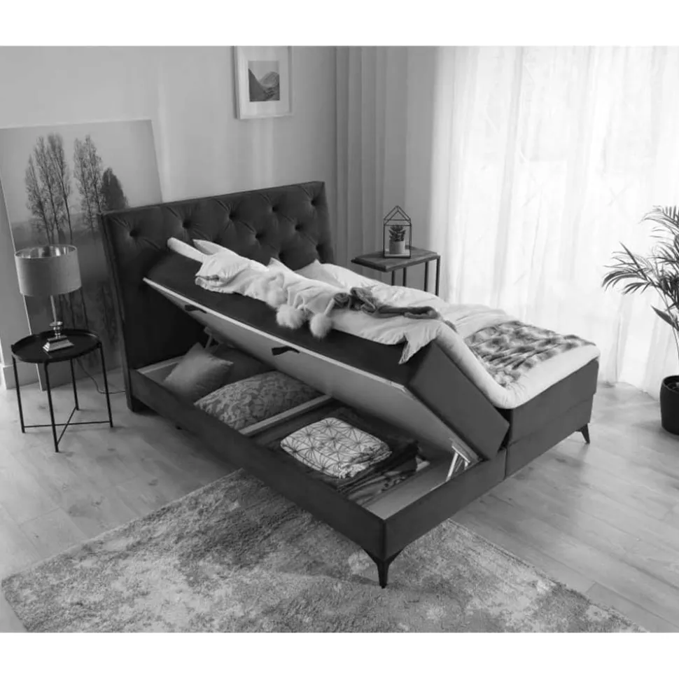 Chesterfield Komplettbett in Schwarz - Silvaria