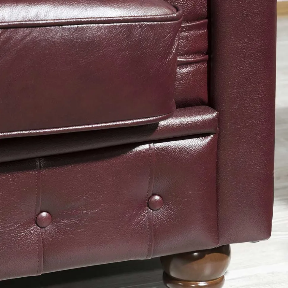 Chesterfield Polstergarnitur aus Leder - Geoloro (dreiteilig)