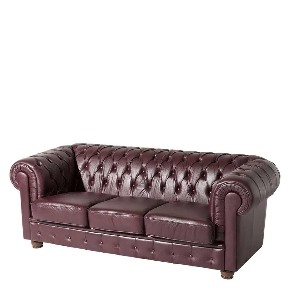 Chesterfield Polstergarnitur aus Leder - Geoloro (dreiteilig)