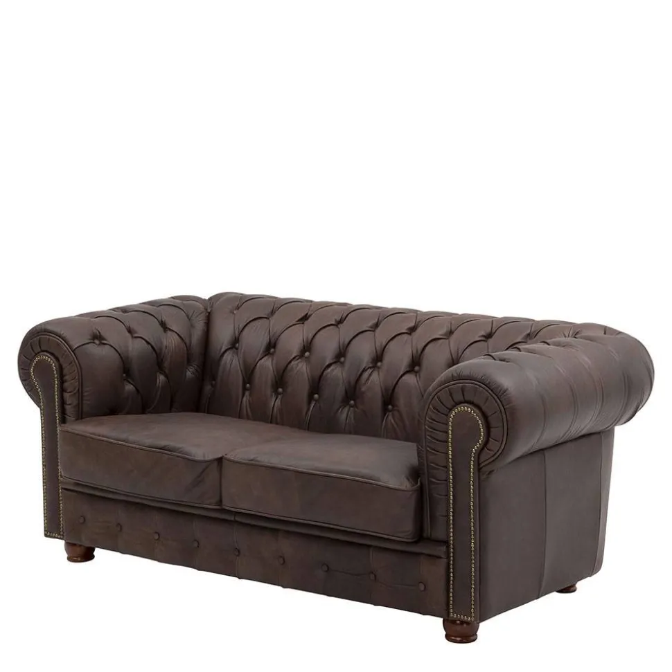 Chesterfield Polstergruppe aus Leder - Pluna (dreiteilig)