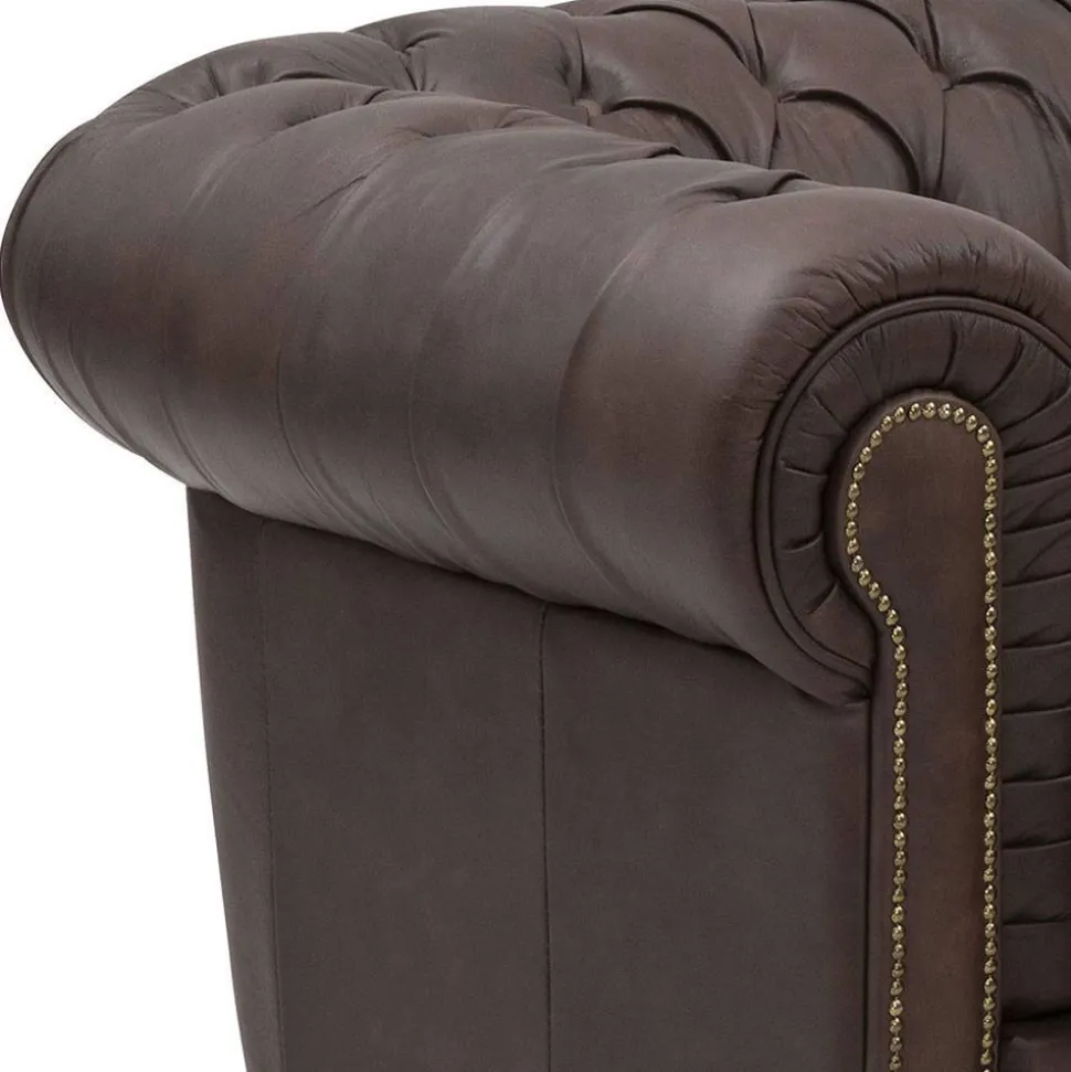 Chesterfield Polstergruppe aus Leder - Pluna (dreiteilig)