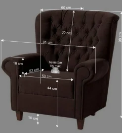 Chesterfield Polstersessel in Schwarz Kunstleder - Centurion