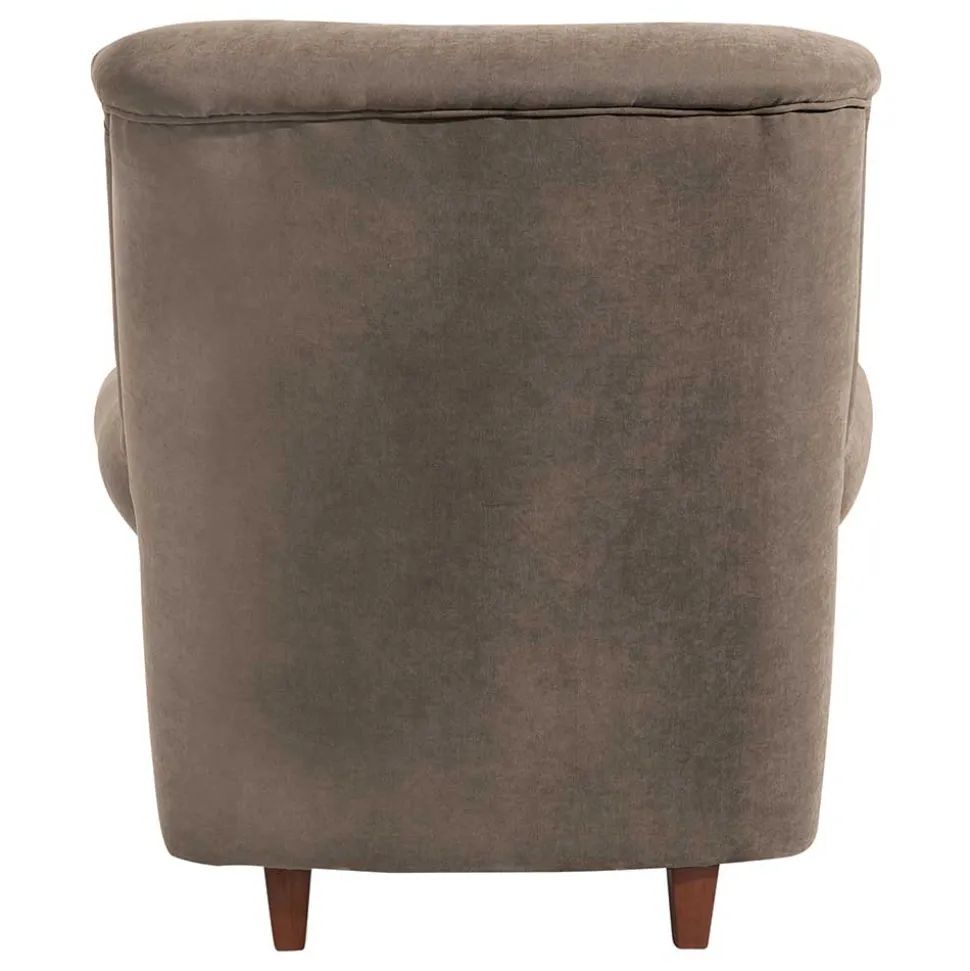 Chesterfield Velours-Sessel in Beigegrau - Georgetta