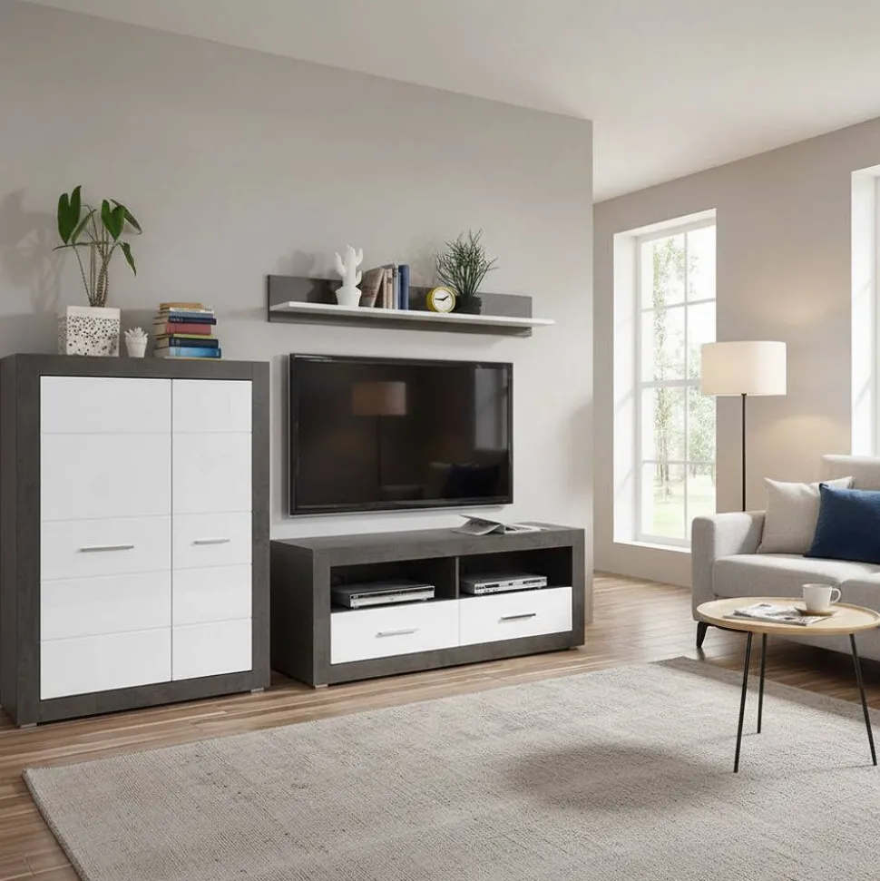 250cm breite TV Wohnwand modern - Istensa I (dreiteilig)