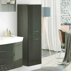 40cm breiter Midischrank fürs Bad Mladen in Hochglanz Dunkelgrau
