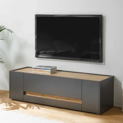 140cm breiter TV Unterschrank in Anthrazit - Ahilav