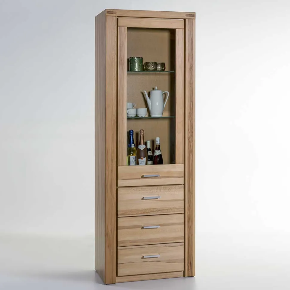 68cm breiter Vitrinenschrank in Kernbuche - Uhelia