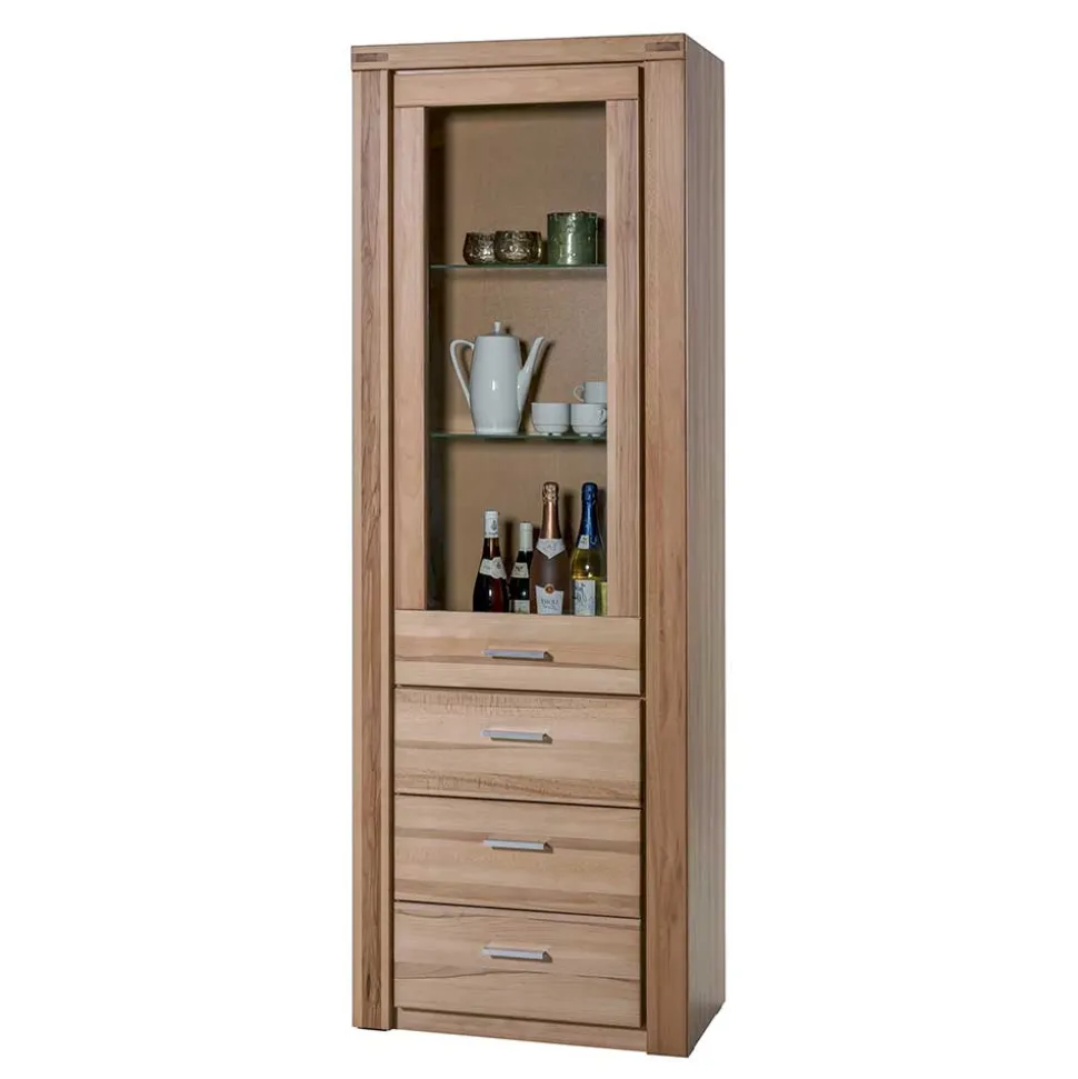 68cm breiter Vitrinenschrank in Kernbuche - Uhelia