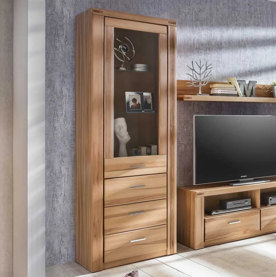 68cm breiter Vitrinenschrank in Kernbuche - Uhelia