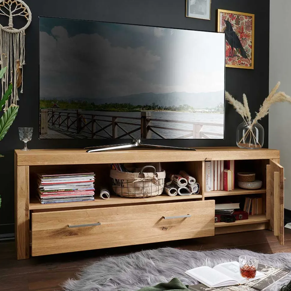 170cm breites TV Board aus geölter Wildeiche - Loitons