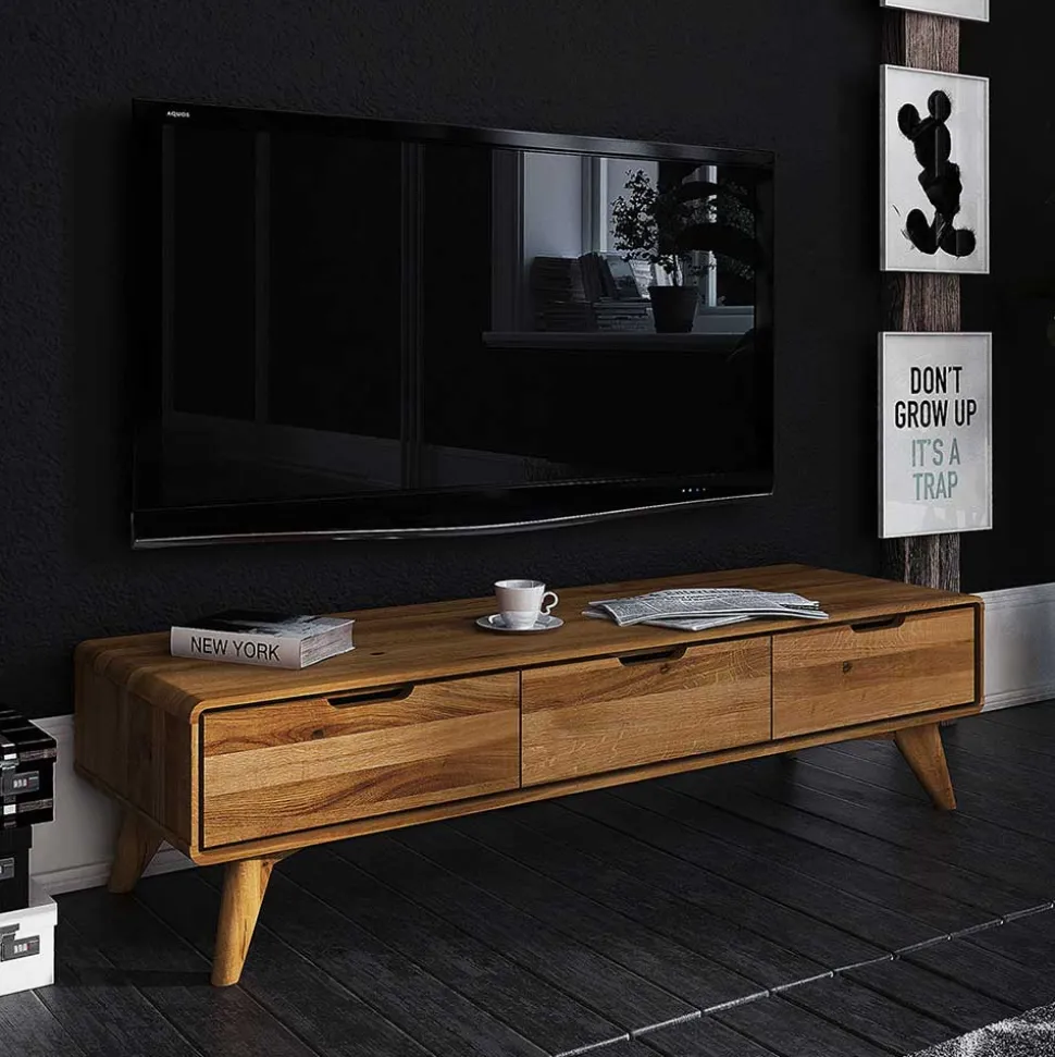 134cm breites TV Board aus geölter Wildeiche - Eavy