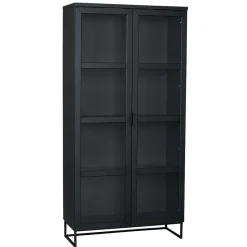 195cm hohe Industry Vitrine in Schwarz - Meciva