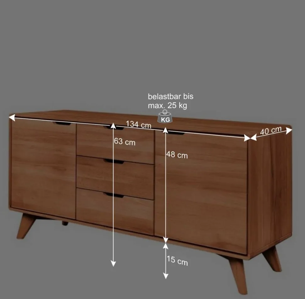 63cm hohes Sideboard mit 134cm Länge - Junola