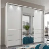 250cm Kleiderschrank in Weiß Glas & Spiegel - Kitts