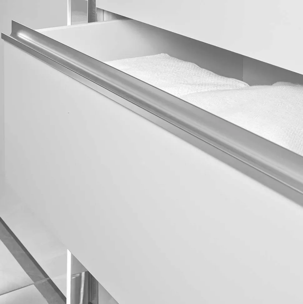 250cm Kleiderschrank in Weiß Glas & Spiegel - Kitts