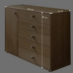 120cm Kombi Kommode aus Eiche Massivholz - Emdsiva