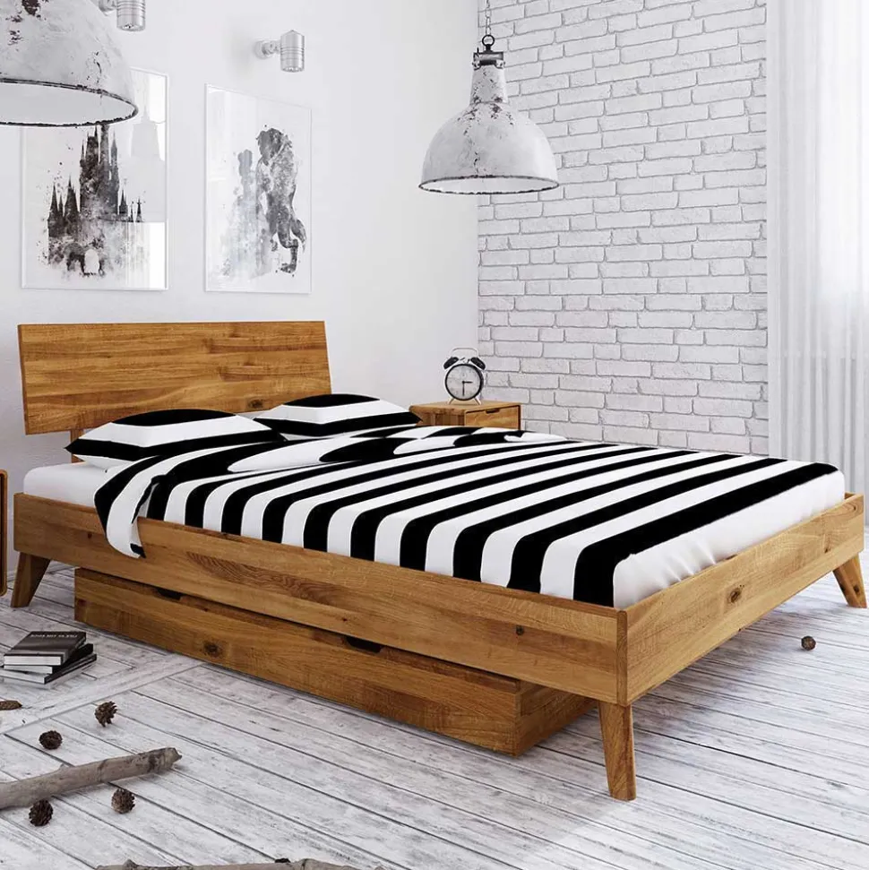 210cm langes Stauraumbett aus Wildeiche - Eavy