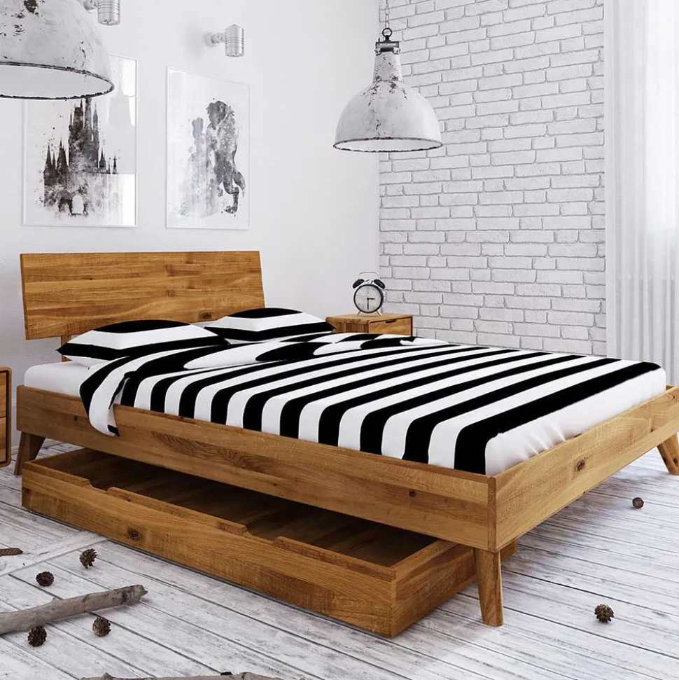210cm langes Stauraumbett aus Wildeiche - Eavy