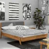 220cm langes Wildeiche Bett im Retrostil - Hardus