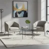 60cm runder Couchtisch mit Glasplatte - Prakto