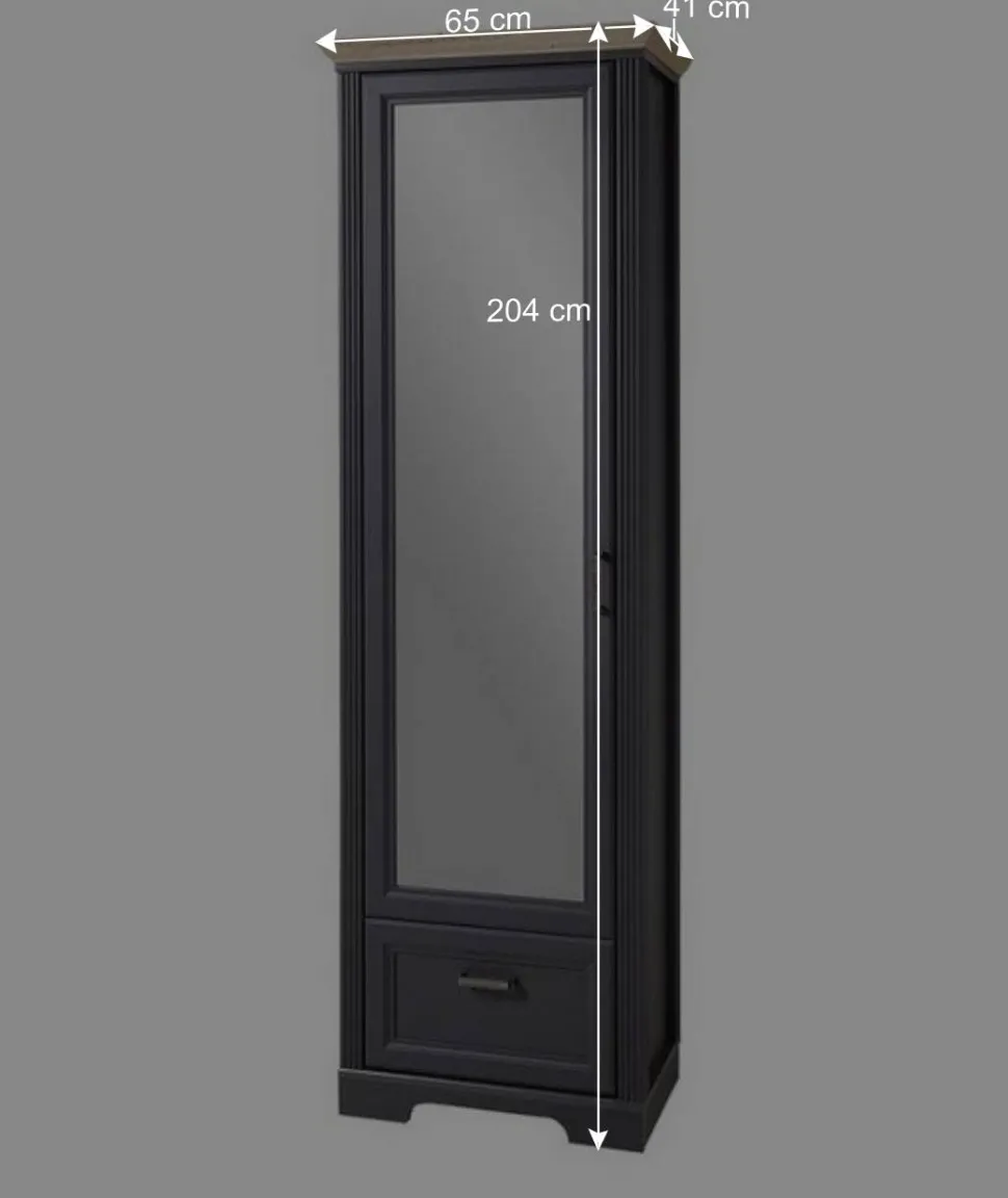 65cm schmaler Dielenschrank mit Spiegel Tür - Thumbs