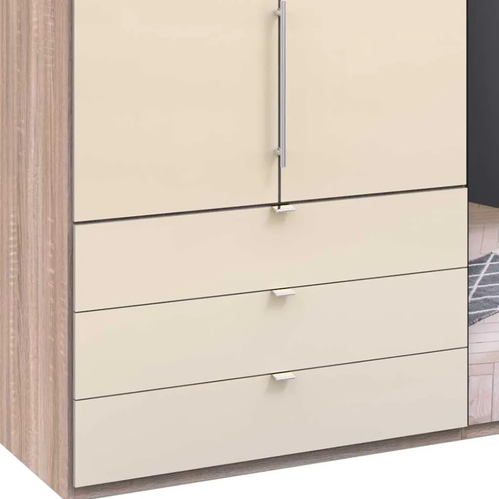 300cm 3-türiger Falttürenschrank mit Spiegel - Rativian