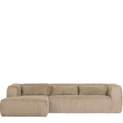 Cord Ecksofa in Beige ohne Bodenfreiheit - Hermanos
