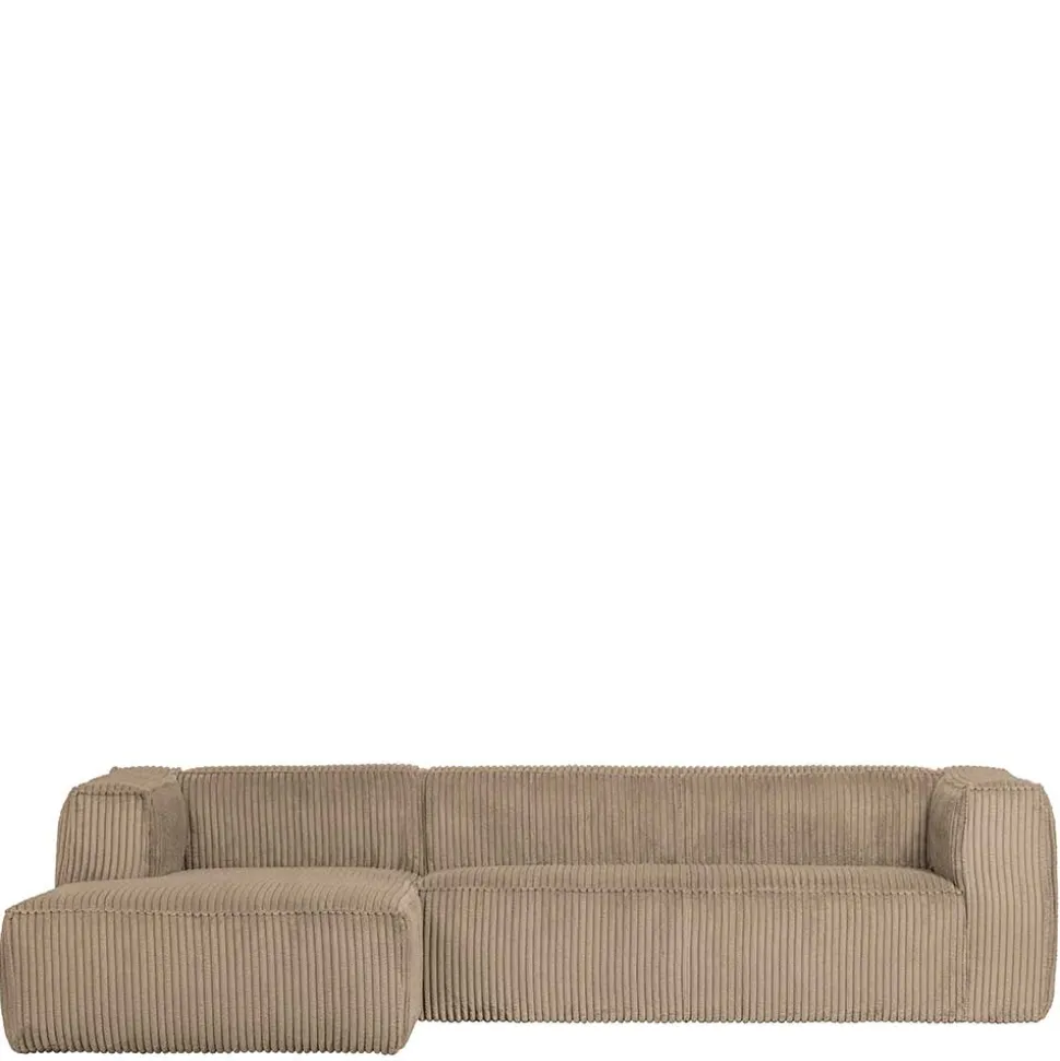Cord Ecksofa in Beige ohne Bodenfreiheit - Hermanos