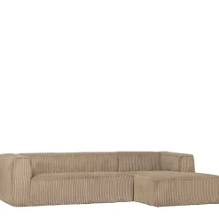 Cord Ecksofa in Beige ohne Bodenfreiheit - Hermanos