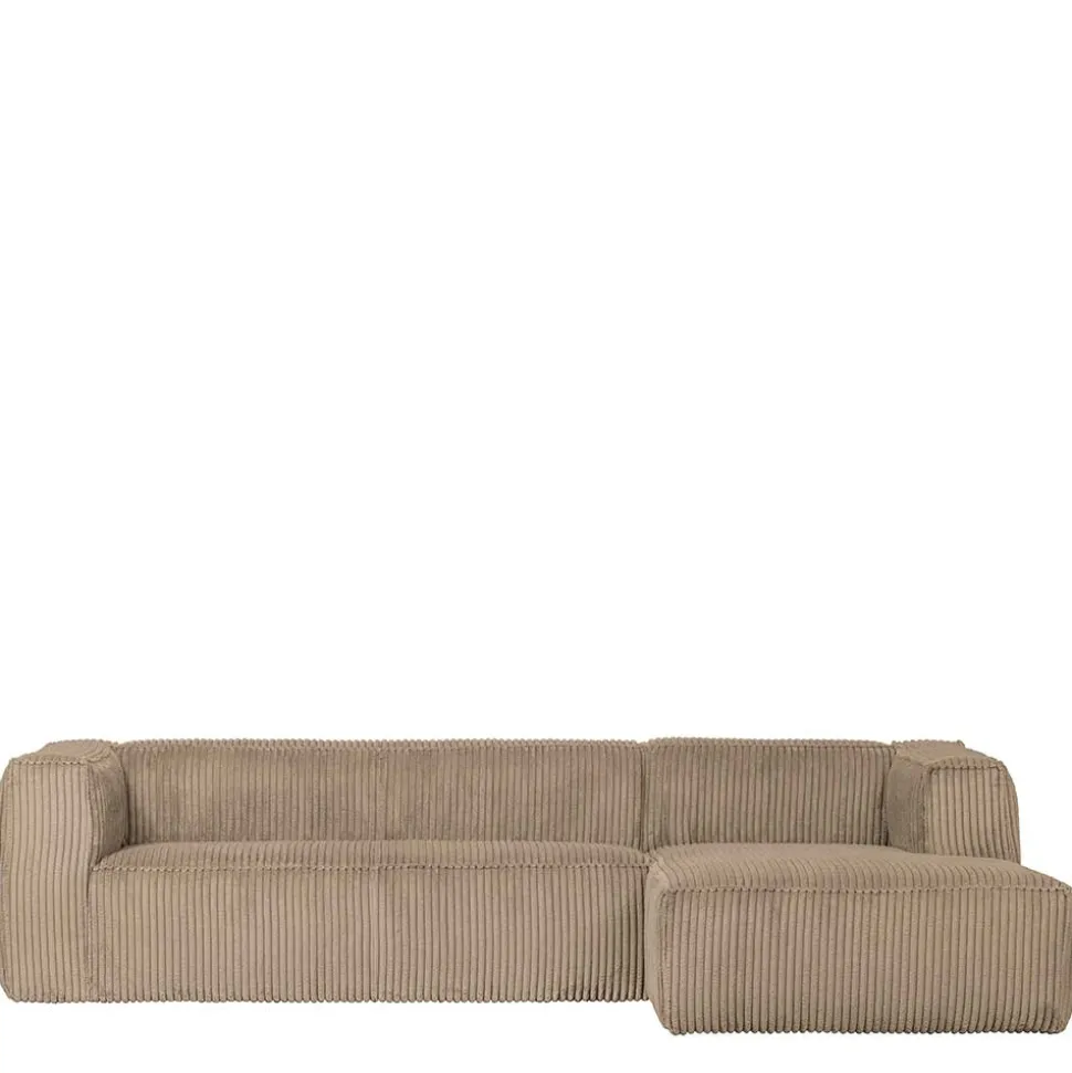 Cord Ecksofa in Beige ohne Bodenfreiheit - Hermanos
