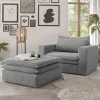 Cord Polstersessel mit Hocker Set - Tessina (zweiteilig)