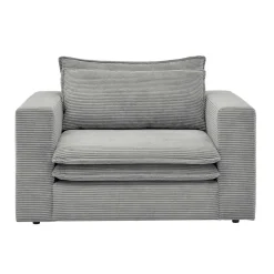 Cord Polstersessel mit Hocker Set - Tessina (zweiteilig)