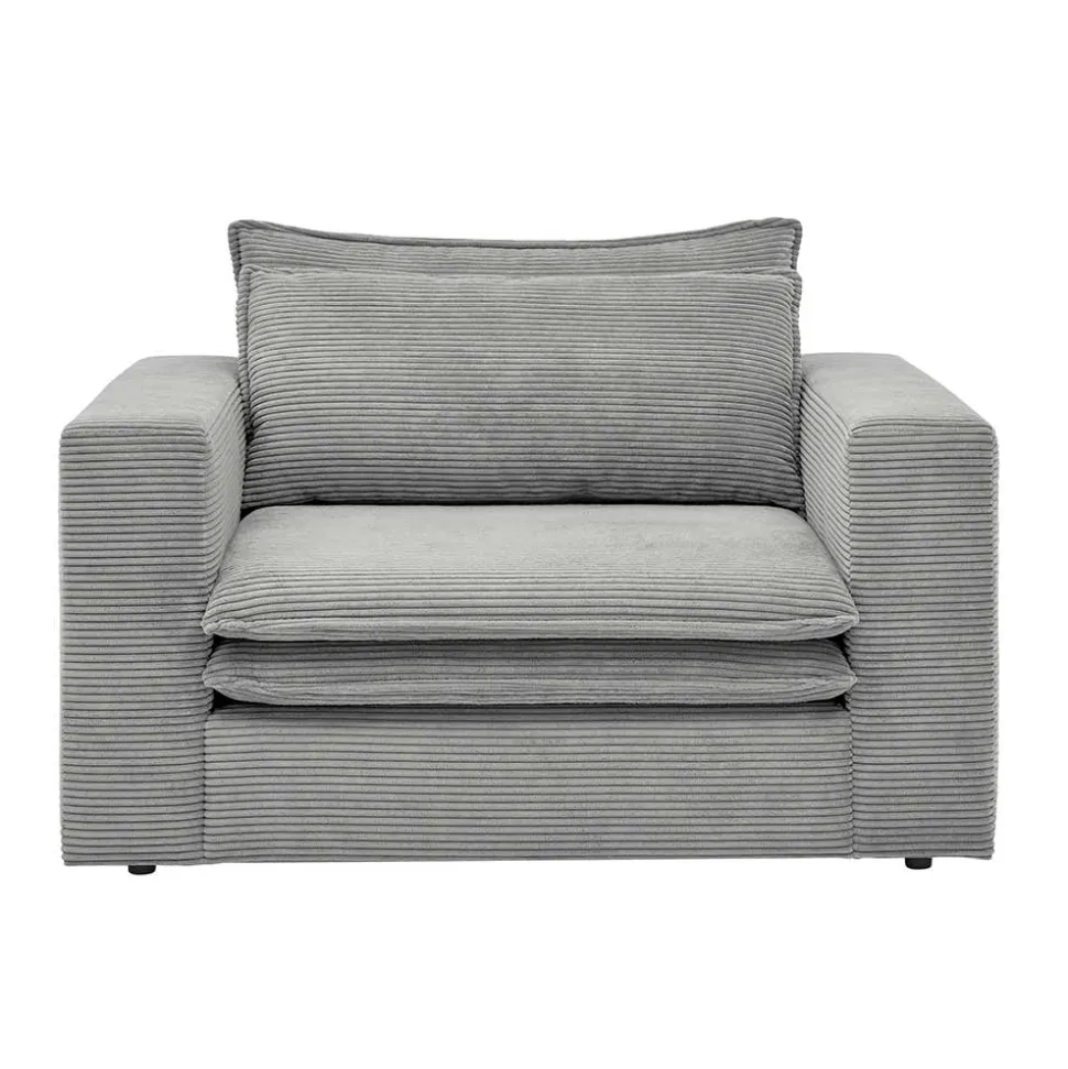 Cord Polstersessel mit Hocker Set - Tessina (zweiteilig)