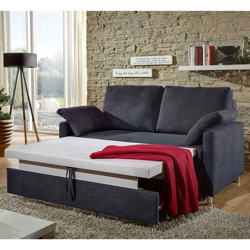 Couch mit Bettfunktion in Dunkelblau - Casbella