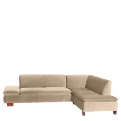 Couchecke in Beige mit Nussbaum Braun - Franatico