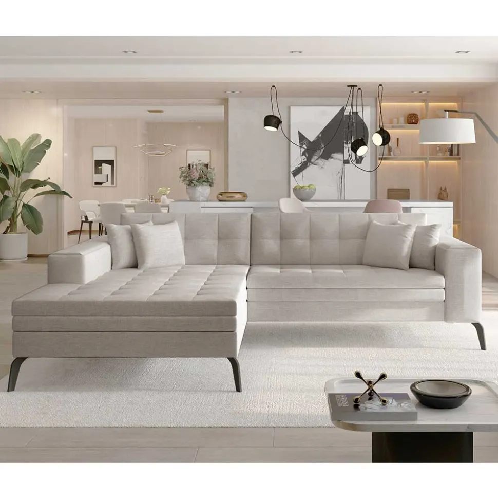 Couchecke mit Schlaffunktion in Beige - Celorma
