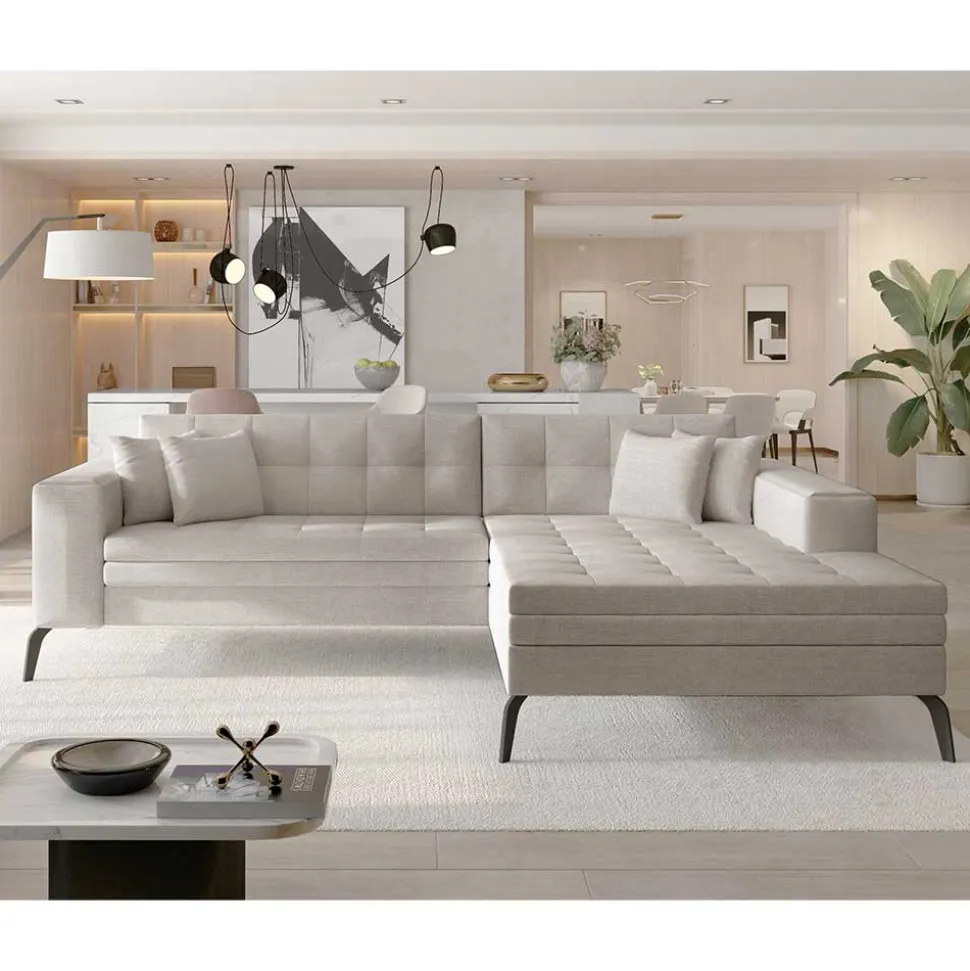 Couchecke mit Schlaffunktion in Beige - Celorma