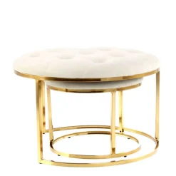 Couchhocker Set in Cremeweiß mit Gold - Gauri (zweiteilig)