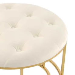 Couchhocker Set in Cremeweiß mit Gold - Gauri (zweiteilig)