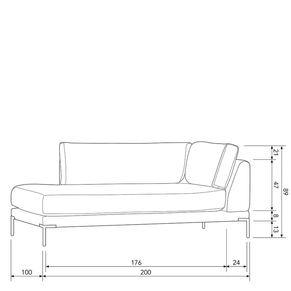 Couchmodul Lounge rechts in Hellgrau - Horedion
