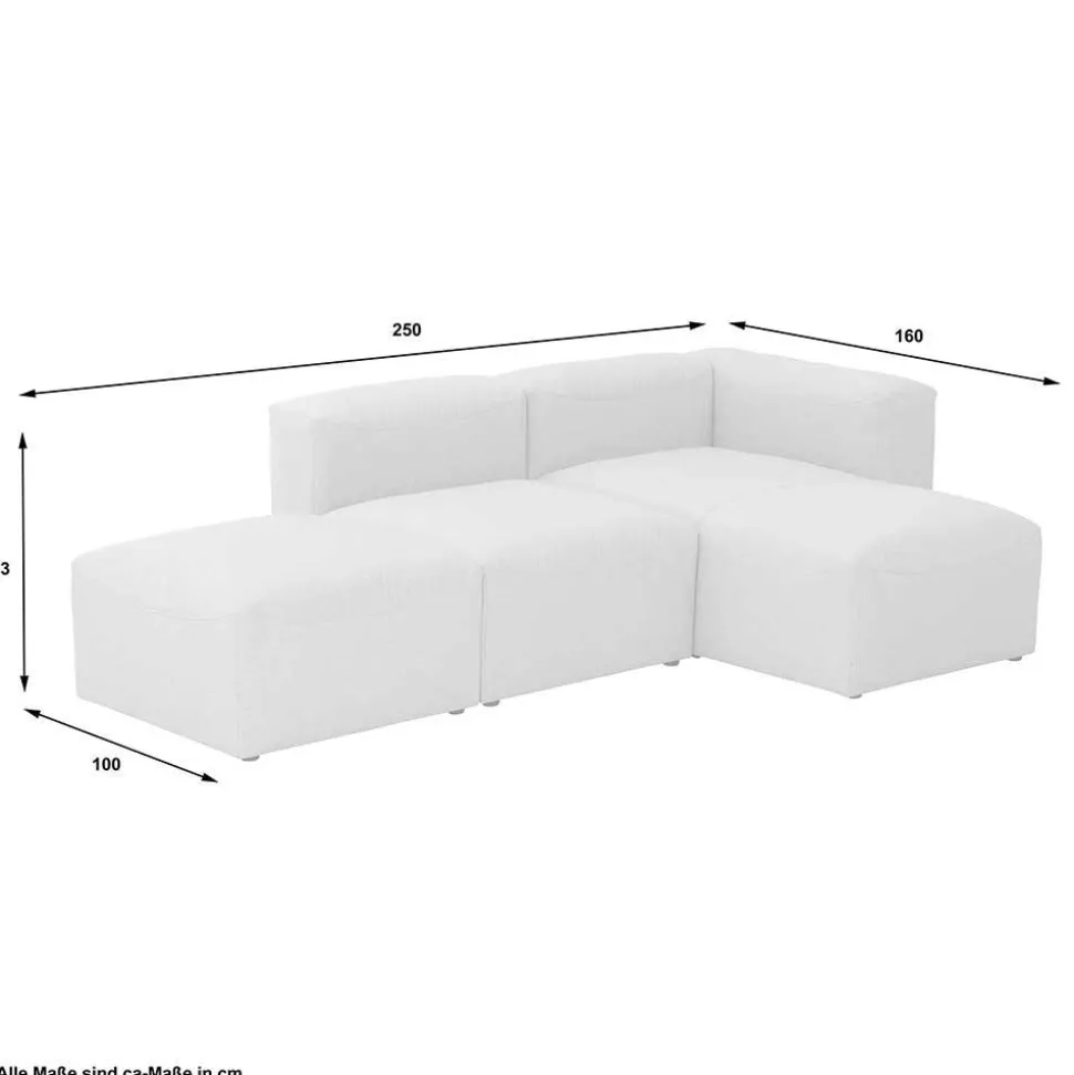 Couchmodule Kombi in Cremeweiß - Tembreno (dreiteilig)