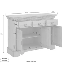 Dekorative Kombi Kommode aus Kiefer massiv - Fausanda