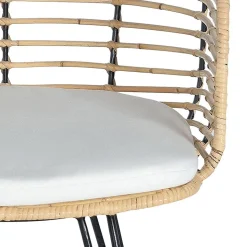Design Armlehnenstuhl in Rattan Natur und Schwarz - Adatto (2er Set)