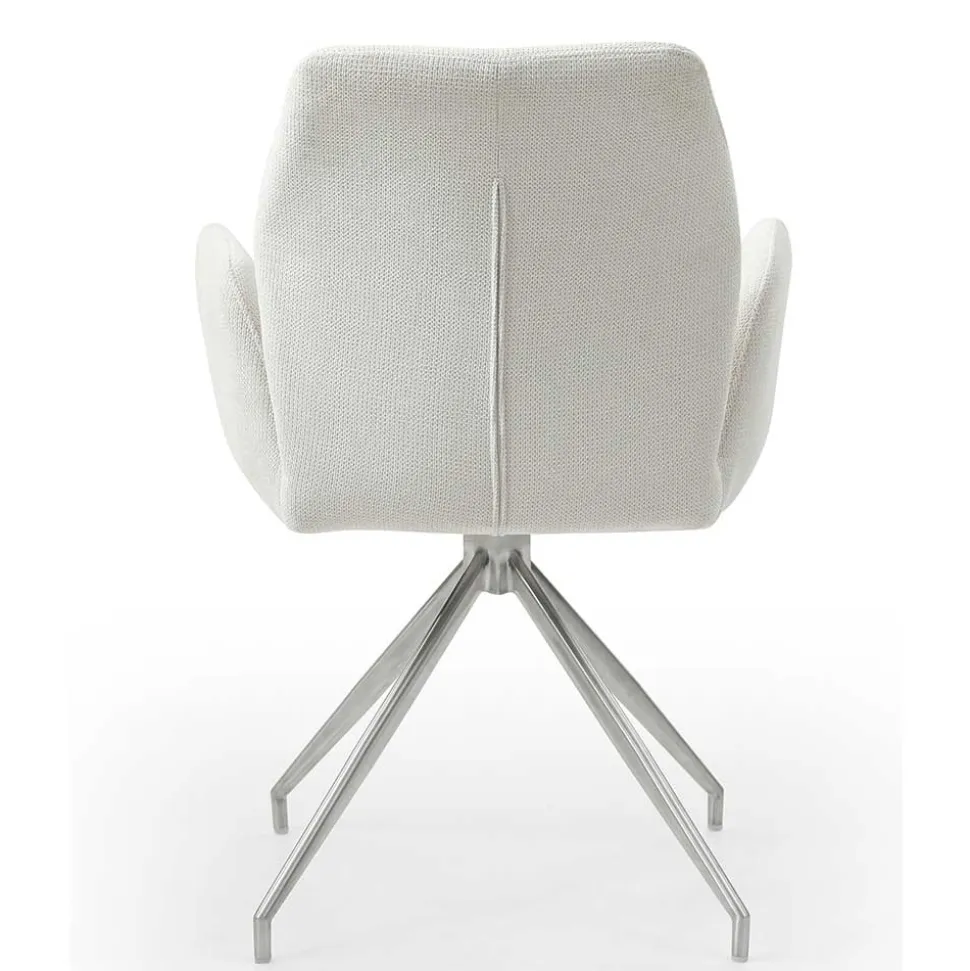 Design Armlehnstuhl in Creme & Edelstahl - Pegira