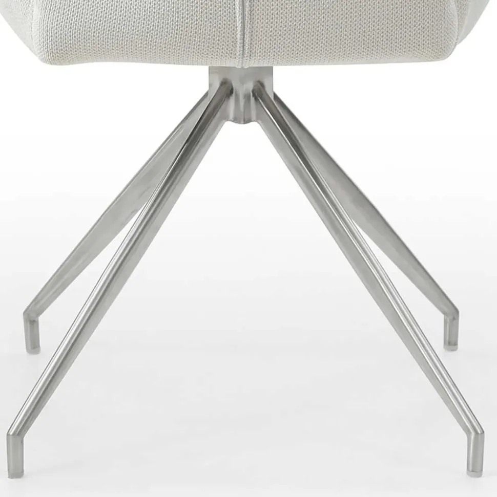 Design Armlehnstuhl in Creme & Edelstahl - Pegira