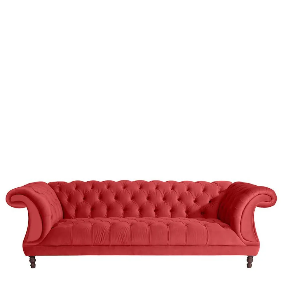 Design Dreisitzer aus Samtvelours in Rot - Rosanna