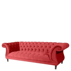Design Dreisitzer aus Samtvelours in Rot - Rosanna