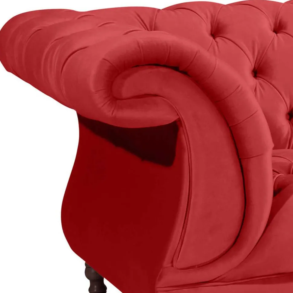 Design Dreisitzer aus Samtvelours in Rot - Rosanna